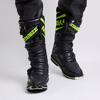 Мотоботы кросс эндуро STAREZZI ROMA Black/Fluo yellow